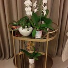 Carrinho Oval Decorativo Bebidas Chá Bar Luxo Em Metal - Dour