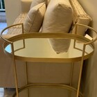 Carrinho Oval Decorativo Bebidas Chá Bar Luxo Em Metal - Dour