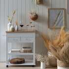 Carrinho Para Cozinha Tina 2 Gavetas Bambu E Branco