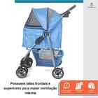 Carrinho Passeio Pet Cães E Gatos Com Cesto E Porta Copos Azul