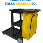 Carro Funcional Executivo Limpeza Rodas Saco Tampo Funcional