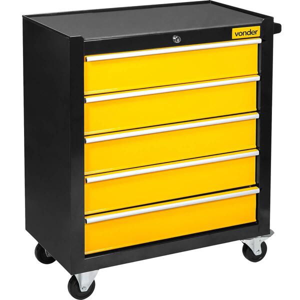 Carro Para Ferramentas Com 5 Gavetas Vonder 62x33x75cm Freio