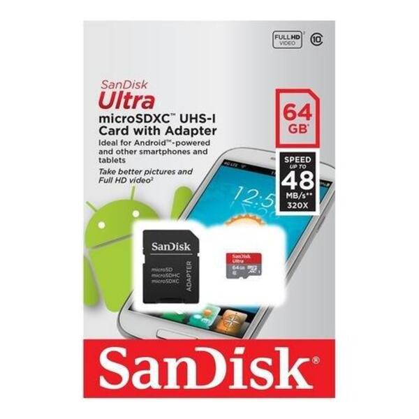 Cartao De Memoria 64gb Micro Sd Sandisk Cl10 Sdsqunr-064g-gn3