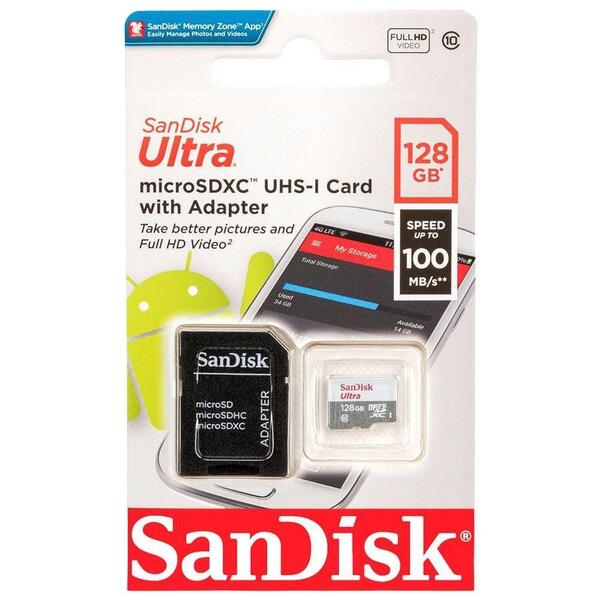 Cartão De Memória Sandisk Ultra Micro Sdxc 128gb Classe 10