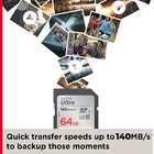 Cartão Memória Sandisk 64gb Ultra Cartão Sd 140mbs Full Hd