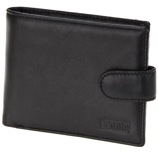 Carteira De Couro Masculina Com Botão E Divisória Porta Cartõ