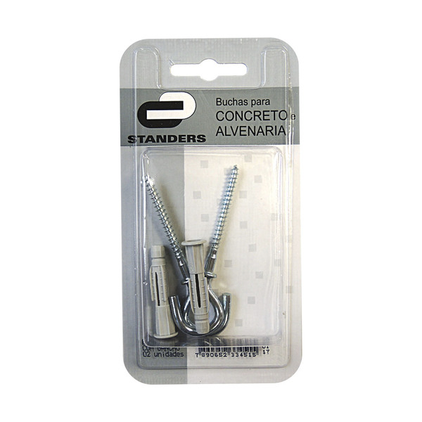 Cartela 2 Buchas 6x65mm com Gancho Standers