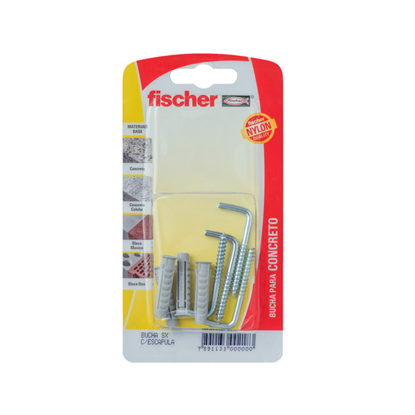 Cartela com 4 Buchas SX 8mm 4 Parafusos Escapula Concreto e Alvenaria