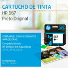 Cartucho  Hp 667 Preto Original (3ym81al) Para 2376/ 2776/ 64