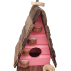 Casa Chalé Para Passarinho Com Comedouro Feita De Madeira - D