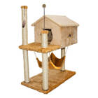 Casa Para Gato Arranhador Com Rede Caramelo E Bege Lilies Móv