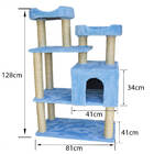 Casa Para Gatos Modelo Torre Com Duas Camas Azul Lilies Móveis