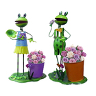 Casal De Bonecos Sapo Ferro Para Enfeitar Jardim Decoracao (b