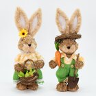 Casal De Coelhos De Páscoa Decoração Coelhinhos Floridos 33cm
