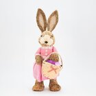 Casal De Coelhos De Páscoa Decoração Enfeite Em Palha Coelhin