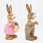 Casal De Coelhos De Páscoa Decoração Enfeite Em Palha Coelhin