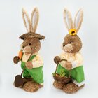 Casal De Coelhos Páscoa Decoração Coelhinhos Jardineiros 63cm