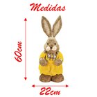 Casal De Coelhos Páscoa Decoração Em Palha Coelhinhos Colorid