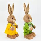 Casal De Coelhos Páscoa Decoração Em Palha Coelhinhos Colorid