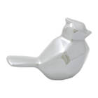 Casal De Passarinhos Decoração 10cm Perolado Geométrico Cinza