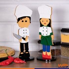 Casal Mini Chef Adorno Decorativo Cozinheiros Mdf