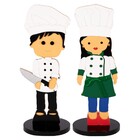 Casal Mini Chef Adorno Decorativo Cozinheiros Mdf