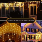 Cascata 240 Leds 4,3m Natal 127v Pisca Pisca Branco Quente