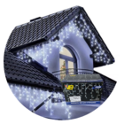 Cascata 400 Leds 10m C/ 8 Funções Branco Frio C/ Fio Branco