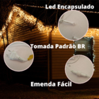 Cascata 400 Leds Luz Amarelada Fixa - 127v