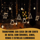 Cascata de Símbolos Natalinos com 8 Funções 120 LEDs Branco Q