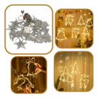 Cascata de Símbolos Natalinos com 8 Funções 120 LEDs Branco Q