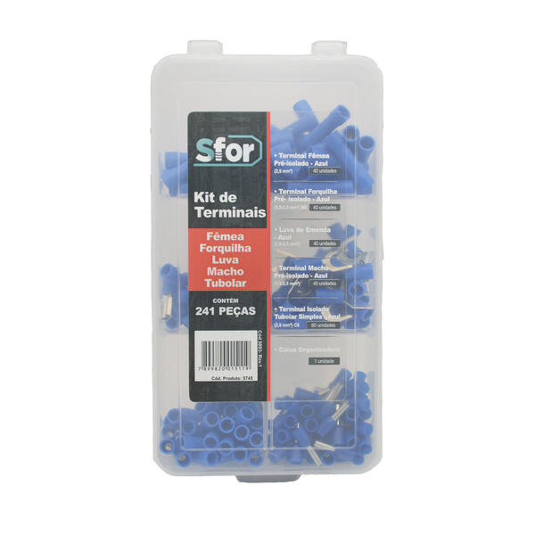 Case Conectores de Fios com Luva e Terminais Macho Fêmea Forquilha e Tubolar Sfor