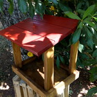 Casinha Comedouro Para Pássaros Em  Madeira Rústica Telhado I