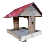 Casinha Comedouro Para Pássaros Em  Madeira Rústica Telhado V