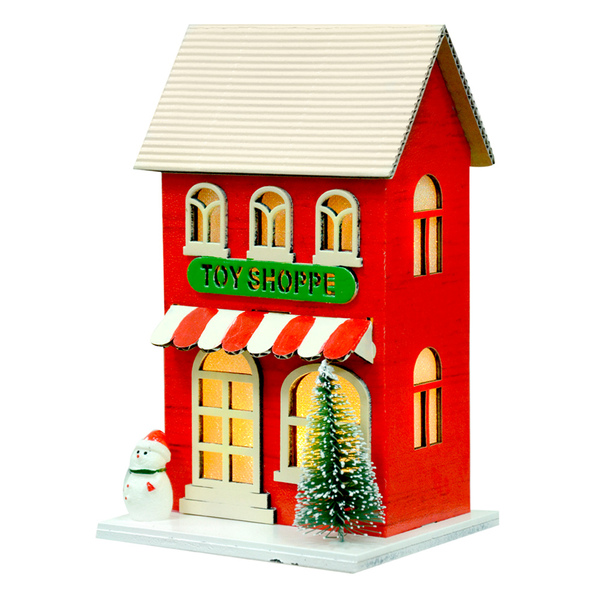 Casinha Decorativa De Natal Com Led Vermelho 17x10x9 Cm F04 -