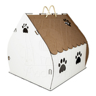 Casinha Mdf Pet Desenho Gravado Gato Desmontável Pequeno