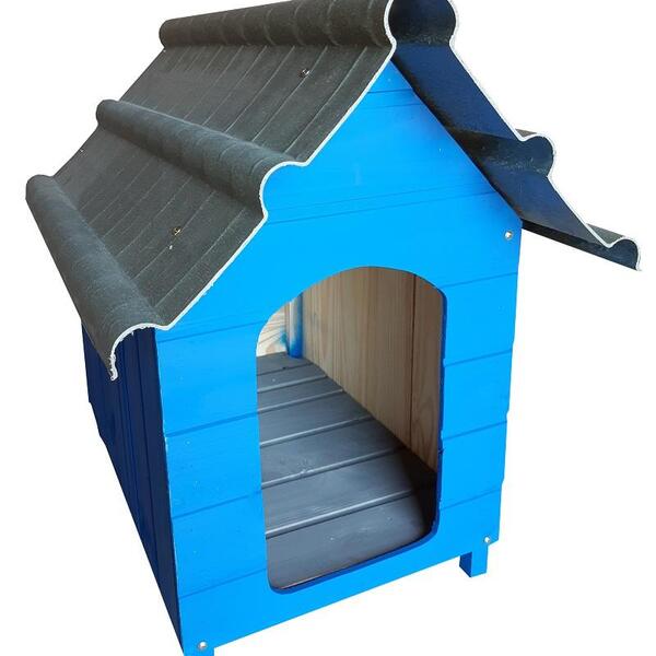 Casinha Para Cachorro - Telhado Ecológico - Grande - Azul