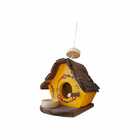 Casinha Para Passarinho Com Comedouro Feita De Madeira - Deco