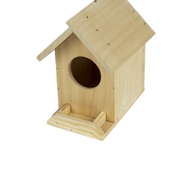 Casinha Pássaro Ninho Comedoro Em Madeira Crua