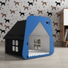 Casinha Pet Cachorro/gato Preto E Azul - Tamanho P