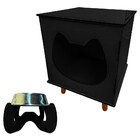 Casinha Toca Cat Line Pet Gato Premium Mdf Com Comedouro Inox