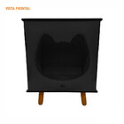 Casinha Toca Cat Line Pet Gato Premium Mdf Pés Palito Preto -