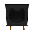 Casinha Toca Para Gatos Preto Acetinado Pés Palito Castanho -