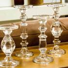 Castiçal 29x11x11cm Vidro Transparente