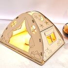 Castiçal Camping Com Vela Eletrônica  Mdf Cru