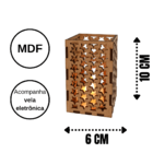 Castiçal Constelação Com Vela Eletrônica  Mdf Cru