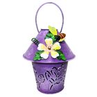 Castiçal De Jardim Porta Vela Metal Flor Borboleta Casebre Ro