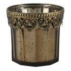 Castical De Metal Dourado E Vidro Dourado 9 5cm X 9 5cm