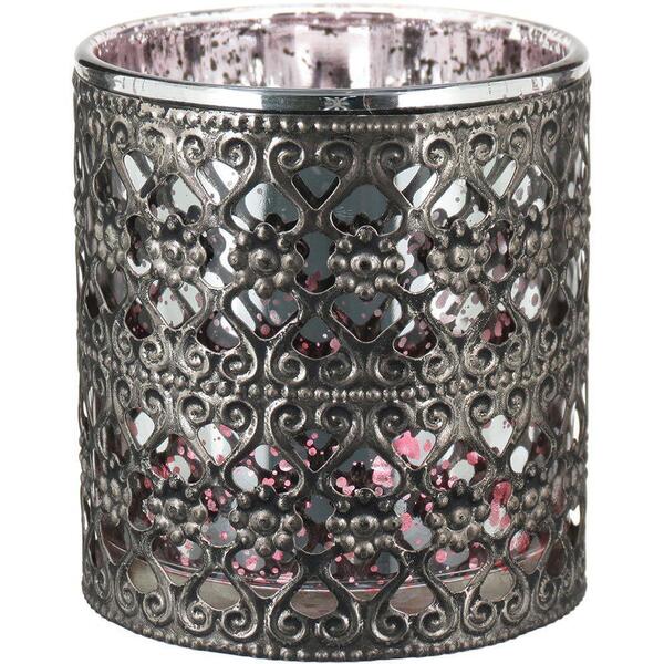 Castiçal De Metal Rosa Barton Decorativo Para Velas Luxuoso