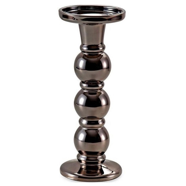 Castiçal De Vidro Alto Preto-níquel Valença Mart 09443